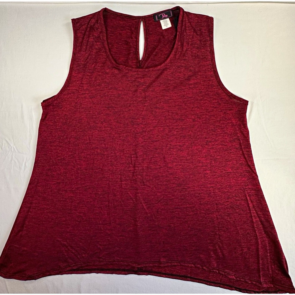 Pure Women's Red Heathered Tank Scoop Neck Stretch Relaxed Fit Poly/Span Sz 3X